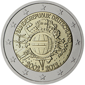 2 Euro Commemorativo Germania 2012 - 10 anniversario dell'Euro