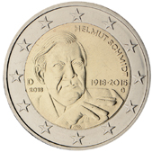 2 Euro Commemorativo Germania 2018 - Anniversario nascita Helmut Schmidt dritto