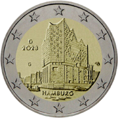 2 Euro Commemorativo Germania 2023 Amburgo dritto
