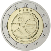 2 Euro Commemorativo Irlanda 2009 Unione Economica e Monetaria