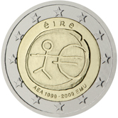 2 Euro Commemorativo Irlanda 2009 Unione Economica e Monetaria