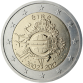 2 Euro Commemorativo Irlanda 2012 - 10 anniversario dell'Euro