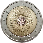 2 Euro Commemorative coin Latvia 2023 - The Ukraine Sunflower