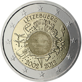 2 Euro Commemorativo Lussemburgo 2012 - 10 anniversario dell'Euro