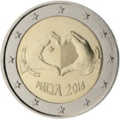 2 Euro Commemorativo Malta 2016 - From Children in Solidarity: Amore
