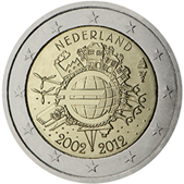 2 Euro Commemorativo Olanda 2012 - 10 anniversario dell'Euro