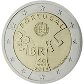2 Euro Commemorativo Portogallo 2014 - Rivoluzione dei garofani