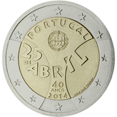 2 Euro Commemorativo Portogallo 2014 - Rivoluzione dei Garofani