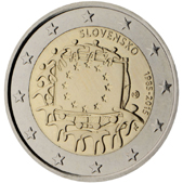 2 Euro Commemorativo Slovacchia 2015 - 30° Anniversario bandiera europea