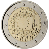 2 Euro Commemorativo Slovacchia 2015 - 30° anniversario bandiera Europea
