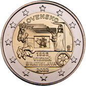 2 Euro Commemorativo Slovacchia 2023 - Anniversario servizio postale Vienna - Bratislava