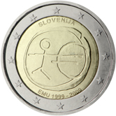 2 Euro Commemorativo Slovenia 2009 Unione Economica e Monetaria