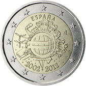 2 Euro Commemorativo Spagna 2012 - 10 anniversario dell'Euro