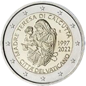 2 Euro Commemorativo Vaticano 2022 - Anniversario morte Madre Teresa di Calcutta
