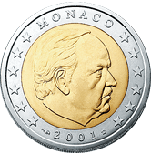2 euro Monaco Principe Ranieri dritto