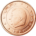 2 eurocent Belgio Re Alberto prima serie dritto