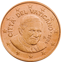 2 eurocent Città del Vaticano Benedetto XVI dritto