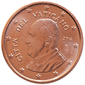 2 eurocent Città del Vaticano Francesco dritto
