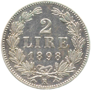 2 Lire ottocento San Marino verso