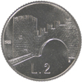 2 Lire San Marino 1988 verso