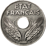 20 centesimi Stato francese ferro dritto