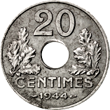20 centesimi Stato francese ferro verso