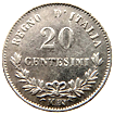 20 centesimi Regno Italia Vittorio Emanuele II valore verso