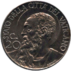 20 centesimi Città del Vaticano Pio XII tipo I verso