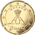 20 eurocent Monaco Principe Alberto dritto