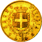 20 Lire Regno Italia Vittorio Emanuele II verso
