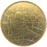 200 lire 1980 verso
