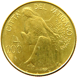200 Lire Città del Vaticano Giovanni Paolo II 1979-1980 verso