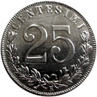 25 centesimi Regno Italia Vittorio Emanuele III verso