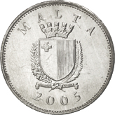 25 centesimi Malta terza serie dritto