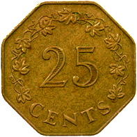 25 centesimi Malta prima serie verso