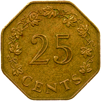 25 centesimi Malta prima serie verso