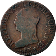 5 centesimo Prima Repubblica modulo grande ribattuto dritto