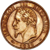 5 centesimi Secondo Impero testa laureata dritto