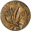5 centesimi Città del Vaticano Pio XII tipo I verso