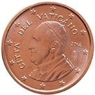 5 eurocent Città del Vaticano Francesco dritto
