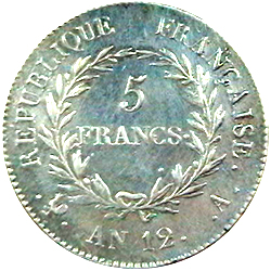 5 Franchi Prima Repubblica Bonaparte verso