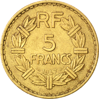 5 Franchi Quarta Repubblica bronzo alluminio verso
