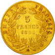 5 Franchi oro Secondo Impero testa laureata verso