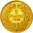 5 Franchi oro Secondo Impero testa nuda modulo grande verso