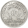 50 centesimi Stato Francese Bazor verso