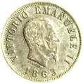 50 centesimi Regno Italia Vittorio Emanuele II stemma dritto