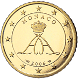 50 eurocent Monaco Principe Alberto dritto