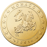 50 eurocent Monaco Principe Ranieri dritto