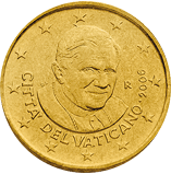 50 eurocent Città del Vaticano Benedetto XVI dritto