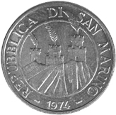 50 Lire San Marino 1974 dritto